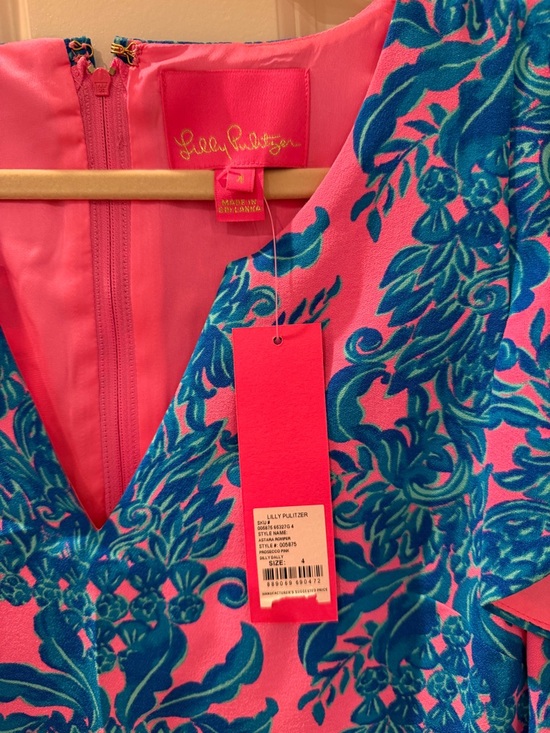 Lilly Pulitzer Pink and Blue Floral V-Neck Dress/Romper - Picture 2 of 4